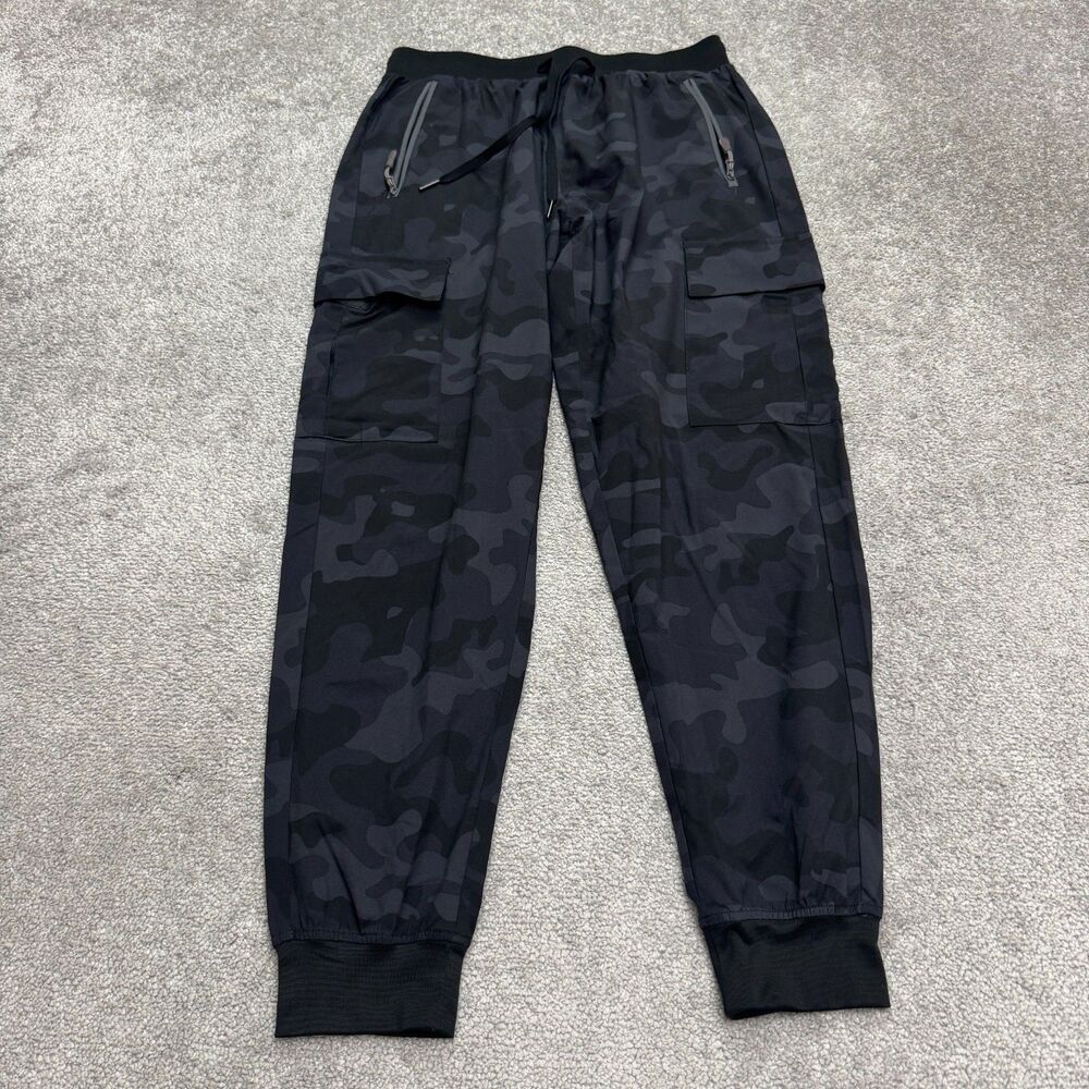 Libin Camo Jogger Cargo Pants Womens medium Black Blue Camouflage Active 28x28